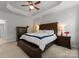 Comfortable main bedroom with tray ceiling, furniture, and windows at 2037 Birchside Dr, Charlotte, NC 28205