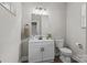 Well-lit powder room with a white vanity, modern fixtures, and neutral decor, creating a clean and inviting space at 2336 Beth Haven Church Rd, Denver, NC 28037