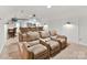 Home theater with projector, screen, tiered seating, mini bar, and carpeted floor for ultimate entertainment at 3203 Blackburn Dr, Waxhaw, NC 28173