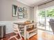 Bright dining area with modern table and chairs, adjacent to sliding glass doors leading to the patio at 413 River Park Rd, Belmont, NC 28012