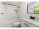 Bright bathroom with a tub/shower and modern vanity at 503 Randa Dr, Statesville, NC 28625