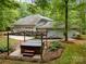 A relaxing hot tub sits within a well-landscaped backyard at 6868 St Peters Ln, Matthews, NC 28105