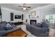 Cozy living room featuring a fireplace and comfortable seating perfect for relaxing and entertaining guests at 7905 Sedgebrook E Dr, Stanley, NC 28164
