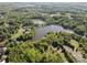 Breathtaking aerial view of lakefront property surrounded by lush greenery and mature trees at 8903 New Town Rd, Waxhaw, NC 28173