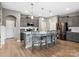 Kitchen includes a large island with seating, stainless steel appliances, and modern gray cabinets at 9620 Fire Bellied Ct, Lancaster, SC 29720