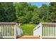 View from the deck steps onto the grassy backyard at 10316 Willingham Rd, Huntersville, NC 28078