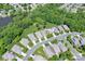 Aerial view of homes on Round Rock Dr in a well-wooded neighborhood at 11008 Round Rock Rd, Charlotte, NC 28277