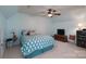 Bedroom featuring vaulted ceilings, neutral paint, and ceiling fan at 11008 Round Rock Rd, Charlotte, NC 28277