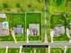 Aerial view of a property showcasing a well-manicured lawn and a beautifully designed home on a spacious lot at 1128 Rosecliff Dr, Marvin, NC 28173