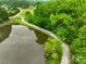 Aerial view of a scenic walking trail along a tranquil lake, perfect for outdoor enthusiasts at 1128 Rosecliff Dr, Marvin, NC 28173