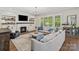 Inviting living room with a fireplace, built-in shelves, and natural light from large windows at 1149 Grand Oak Dr, Waxhaw, NC 28173