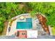 Inviting aerial view of a private backyard oasis with a sparkling pool and ample lounge seating at 1342 Crown Ridge Dr # 38, Fort Mill, SC 29708