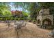 Charming outdoor space with a stone fireplace and seating at 1550 High St, Charlotte, NC 28211