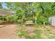 Landscaped backyard featuring a swing, fire pit, and plenty of green space at 1713 Wildwood Dr, Albemarle, NC 28001