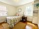 Inviting bedroom with hardwood floors, floral bedding, and plenty of natural light from two windows at 3020 Hampton Ave, Charlotte, NC 28207