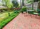 Charming brick patio with outdoor seating surrounded by lush landscaping and a wooden fence at 3020 Hampton Ave, Charlotte, NC 28207