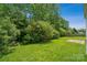 Well maintained backyard with lush lawn and mature trees providing privacy at 3038 Twin Peaks Ct, Monroe, NC 28110