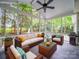 Inviting sunroom with stylish wicker furniture and a view of the serene backyard at 404 Basingdon Ct, Waxhaw, NC 28173