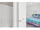 Bright view of bathroom next to cute bedroom, with shower and toilet, and view to room at 619 Vega Nw St, Concord, NC 28027