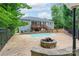 Spacious backyard features a refreshing in-ground pool, a charming fire pit, and a wooden deck, perfect for entertaining at 968 Autumn Glen Ct, Clover, SC 29710
