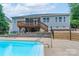 Refreshing in-ground pool with steps, complemented by a wooden deck and well-maintained backyard, perfect for leisure at 968 Autumn Glen Ct, Clover, SC 29710