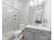 Clean bathroom with glass enclosed shower at 1045 Spyglass Ln, Waxhaw, NC 28173