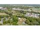 A captivating aerial view of the home nestled amidst lush greenery and mature trees at 14834 Pawnee Trl, Matthews, NC 28104