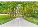 View of the long, private driveway leading up to the lovely home surrounded by mature trees at 1721 White Pond Ln, Waxhaw, NC 28173