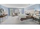 Spacious main bedroom with abundant light, light blue walls, and stylish décor at 1721 White Pond Ln, Waxhaw, NC 28173
