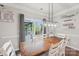 Stylish dining area features a rustic table and sliding door to the deck at 217 Almora Loop, Mooresville, NC 28115