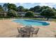 Community pool provides a relaxing atmosphere with ample seating and lush greenery at 4609 Coronado Dr # N, Charlotte, NC 28212