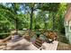 The wooden deck overlooks a lush backyard with a playground and mature trees, perfect for outdoor activities at 619 Archibald Rd, Concord, NC 28025