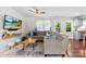 Inviting living room showcasing a sectional sofa, modern accents, and convenient kitchen access at 619 Archibald Rd, Concord, NC 28025