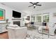 Cozy living room with a fireplace, comfortable seating, and ample natural light at 9930 Karras Commons Way, Matthews, NC 28105