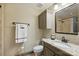 Cozy bathroom with granite countertops, gray vanity, and tile shower at 12028 Royal Lytham Ct, Charlotte, NC 28277