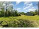 Large grassy backyard with plentiful trees and lush green bushes under a bright blue sky at 1263 Crawford Rd, Rock Hill, SC 29730