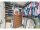 Walk-in closet with built-in shelves, hanging rods, and drawers, providing ample storage for clothes and accessories at 13312 Edgetree Dr, Pineville, NC 28134