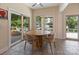 Bright dining area with water views and a round wooden table with seating for four at 17112 Green Dolphin Ln, Cornelius, NC 28031