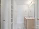Bright bathroom features marble floors, and built in shelves for plenty of storage space at 260 Treebark Rd, Statesville, NC 28625