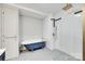 Bathroom featuring a blue clawfoot tub and walk in shower with stylish tile at 309 N Congress N St, York, SC 29745