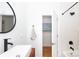 Well-lit bathroom boasts vessel sink, walk-in shower, and stylish black fixtures at 4211 Mantle Ct, Charlotte, NC 28205