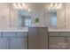 Modern bathroom with dual sinks, light gray cabinetry, and stylish fixtures and decor at 5250 Meadowcroft Way, Fort Mill, SC 29708