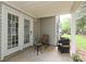 Covered patio with seating and a ceiling fan, perfect for enjoying the outdoors at 8233 Christmas Ct, Charlotte, NC 28216