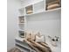 Custom mudroom with built-in bench, shelves, and storage cubbies at 910 Everett Pl, Charlotte, NC 28205