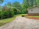 Gravel driveway that leads to a charming house surrounded by lush landscaping at 981 Meadowlark Dr, Rock Hill, SC 29732