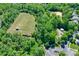 Overhead shot of community recreational fields surrounded by dense, mature trees at 1027 Feather Oak Ln, Matthews, NC 28104