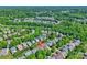 Aerial view of home in a mature neighborhood with lush trees, showcasing community and location at 1027 Feather Oak Ln, Matthews, NC 28104