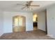 Spacious living room leading to the dining room with carpeted floors at 121 Marcella Dr, Kings Mountain, NC 28086