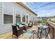 Relaxing back deck with seating area, a colorful rug, and backyard views at 16012 Tulloch Rd, Charlotte, NC 28278