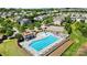 Aerial view of the neighborhood pool, cabana, playground, and beautiful landscaping at 199 Blossom Ridge Dr, Mooresville, NC 28117